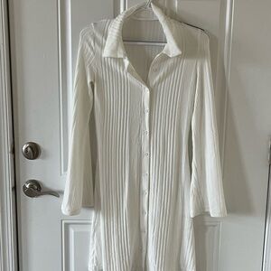 Elegant White Button-Up Dress
